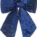 Pack Of 2 KI Store Blue Extra Large Plush Velvet Bows 16.5-Inch Christmas Bow Tree Topper for Christmas Tree Decoration Door Window Decor