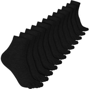 Bencailor Women Toe Socks Cotton Breathable Compression Crew Five Toe Sock for Women Men Athletic Running (5-9, Black)