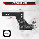 TYT Adjustable Tri-Ball Trailer Hitch for 2 inch Receiver, 5" Drop/Rise, Triple Balls (1-7/8", 2", 2-5/16"), 10,000 lbs GTW, 1,000 lbs TW, Includes Hitch Pin Lock & Tri Pins