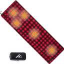 Heated Sleeping Bag pad, Operated by 5V/2A USB Power Supply (Battery NOT Included). Black & Red Flannel.