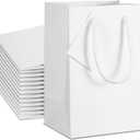 Sherr 50 Pcs White Gift Bags with Handles Tags 5.3 x 3.7 x 8.1 Inches Small Glossy Paper Bags Bulk Wedding Birthday Baby Shower Party Favor Gifts