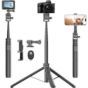 Selfie Stick Tripod for Gopro Camera, 70" Extendable Tripod for iPhone with Remote, Universal Phone Holder, Action Camera Adapter, Compatible with GoPro Hero 11 10 9 8 7 6 5 DJI Insta360