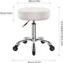 WKWKER Heavy Duty Rolling Stool with Wheels Hydraulic Swivel Adjustable Rolling Stool Ergonomic Thick Leather Seat Chair for Kitchen Drafting Lab Office Salon Massage – White, 15 Inches X 16.5 Inches X 26.6 Inches