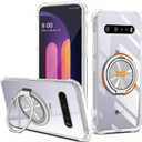 for LG V60 ThinQ 5G / V60 ThinQ 5G UW Phone Case 360 Rotatable Ring Holder Kickstand/Stand [Non Yellowing] Transparent 4 Corners Shockproof Military-Grade Protective Cover Case - Crystal Clear