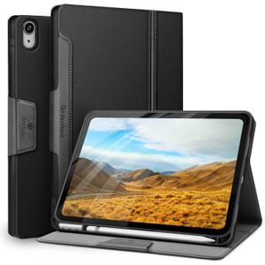 Antbox Case for iPad (A16) 11th Generation 11'' 2025/iPad 10th Generation 10.9'' 2022 with Built-in Pencil Holder Auto Sleep/Wake Function PU Leather Smart Cover (Black)