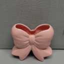 Coquette Vase Bow Ceramic Pen Holder Makeup Brush Holder, Contemporary Design Decorative Women Gifts for Home Office Shelf Table Living Room Classic Pink