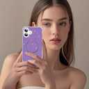 TEECOVER for iPhone 16 Plus Case 6.7-Inch, [Clear Wavy Border][Sparkly Glitters][Fit for MagSafe] Shockproof Cute Slim Phone Case for Women & Girls - Purple