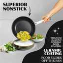 Granitestone Ceramic Nonstick Frying Pan Set 3pc 8/10/12 inch, Non Toxic Skillet, PFAS & PFOA Free Cookware Set, Induction Compatible Egg Pan, Oven Safe to 500F, Dishwasher Safe - Black