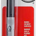 Sharpie Twin-Tip Permanent Marker, Fine/Ultra Fine Point, Black Ink, Pack of 6
