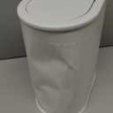 1.8 Gallon Bathroom Trash Can with Lid, Small White Stainless Steel Press Top Garbage Can, Removable Inner Bucket, Includes 60 Trash Bags
