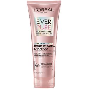L'Oreal Paris Sulfate Free Bond Repair+ Shampoo, Hair Shampoo with Bond + Amino Acid Complex, Strengthens and Repairs Damaged or Color Treated Hair, EverPure, 6.8 Fl Oz 