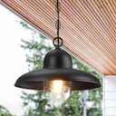 Outdoor Pendant Lights for Porch 12", Outdoor Farmhouse Hanging Light Fixture with Adjustable Chain and Bubble Glass, Black Rustic Exterior Pendant Light for Front Door, Gazebo, Entryway, Patio (No Sensor)