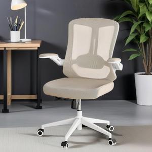 Ergonomic Office Chair - 350LB Comfy Desk Chairs with Lumbar Back Support, Mesh Computer Chairs with Wheels and Arms for Home Office, Study (Khaki-Without Headrest)