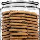 1 Gallon Glass Cookie Jar with Lid Glass Jar with Lid - Airtight Food Storage Container for Cookies, Candy, Flour, Dog Treats Clear Large Kitchen Jar for Pantry - Glass Containers with Lids