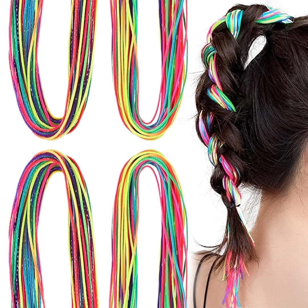 120Pcs Hair Wrap Strings for Braids, Assorted Rainbow Gradient DIY Ponytail Accessories for Girls Women