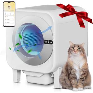 [Meowra] Self-Cleaning Cat Litter Box, 75L XL Capacity(48x55x61cm), WiFi APP Control, Odorless Automatic Cat Toilet with Garage Bags