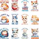 12pcs Cat Kittens Iron On Heat Transfer Stickers Ready to Press Vinyl Decal Patches for Jeans T-Shirt Jackets Backpacks Pillows DIY Appliques Decor