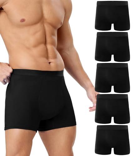 YESWEL Incontinence Underwear for Men, 150ML Absorbency Washable Reusable Cotton Heavy Flow Bladder Leak Proof Boxer Briefs (Black, Large)