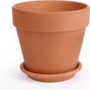 INGOFIN 12 Inch Terracotta Pot with Saucer - Ceramic Clay Pot for Plants with Drainage Hole, Large Terra Cotta Flower Planter with Tray for Indoor Outdoor Plants