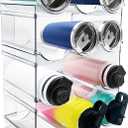 4 Pack Water Bottle Organizer, Stackable Kitchen Pantry Organization and Storage Shelf, Plastic Bottle Holder for Fridge Kitchen Cabinet Organizer and Storage, Tumbler Mug Cup Organizer