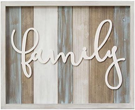 Stratton Home Decor Rustic Family Wood Wall Decor | Handcrafted Family Wall Decor for Living Rooms or Any Room | Easy to Hang Family Sign Wall Decor with Distressed White Finish | 20”x1”x16”