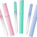 3 x Glass Nail Files for Natural Nails Double-Sided Crystal Fingernail File with Case Portable Gifts for Women Girls, Pink Mint Blue, 3 Pack
