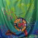 Banner Sea Creatures Art, Ocean Themed Indoor Outdoor Home Decoration, Summer Beach Party Supplies 60x80Inch