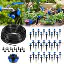 HIRALIY 197FT Garden Watering System with 36Item Pressure Compensation Drippers and 5-Way Connector, New Quick Connector Drip Irrigation Kits, Irrigation System for Plant