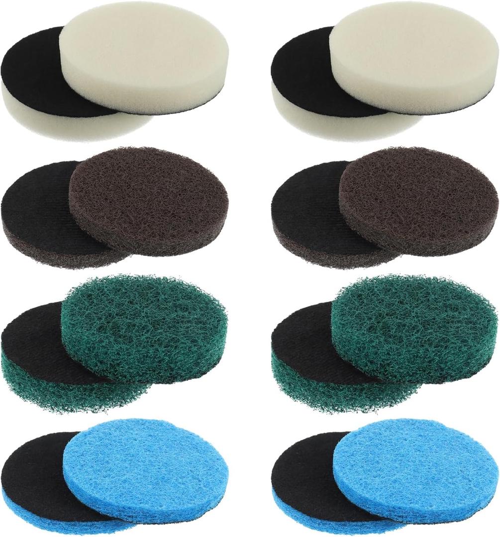 16pcs Electric Cleaning Brush Pad Set 4 Foam Pads 4 Kitchen Mats 4 Performance Pads 4 Microfibre Pads fit for Dremel Versa Cleaning Brush (Blue Green White Brown)