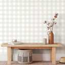 Cohoo Home Plaid Peel and Stick Wallpaper Boho Plaid Contact Paper for Cabinets Checkered Neutral Contact Paper Self Adhesive Removable Wallpaper for Bathroom Nursery Waterproof 17.3inW 78.7inL