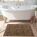 Bathroom Rugs Leopard Print Bath Mats Cheetah Fluffy Rug 24X36 Inch Bath Mat Non Slip Bathroom Rug Washable Bath Mat Shower Rugs for Sink Shower Vanity