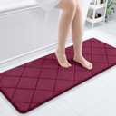 OLANLY Memory Foam Bath Mat 47"x20", Ultra Soft and Absorbent Bathroom Rugs, Machine Washable, Comfortable Bath Carpet for Bathroom Floor, Tub and Shower, Burgundy