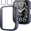 Rc-Z Screen Protector Case for Amazfit Bip 5 Unity Smartwatch, 2-Pack Hard PC Bumper Full Face Cover Protective Case Accessories for Amazfit Bip 5 Unity Men Women (Navy Blue+Navy Blue), 2 Pack