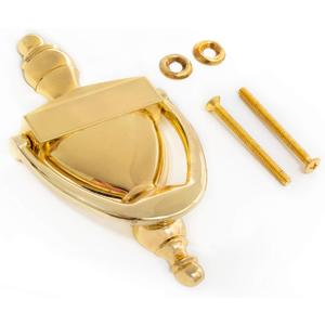 Everbilt 6-5/16 Inches Bright Brass Door Knocker - Steel Construction with a Decorative Finish - Heavy Duty Front Door Hardware with Screws