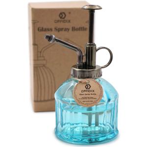 OFFIDIX Glass Spray Bottle,Flower Mister Watering Can Pot 6.3" Tall Spritzer Bronze Plastic Top Pump One Hand Watering Can Indoor Plant Mister Spray Bottle for Garden, Plants, Cleaning (E-blue)