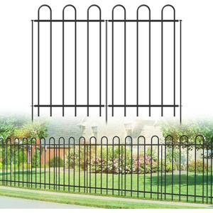 FOREHOGAR Metal Garden Fence 36 in H x 12 ft L, No dig Garden Border Yard Fencing, Dog Fence Outdoor Temporary Animal Barrier for Flower Bed Lawn and Patio, 6 Panels + 7 Stakes Black