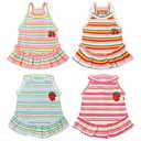XGDMEIL Cute Dog Dress Girl Female Dog Clothes Spring Summer Pet Puppy Cats Striped Dress Outfits for Shih Tzu Yorkies Chihuahua Maltese(4 Pcs,Large)