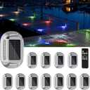 VOLISUN Solar Driveway Lights Dock Deck Lights with Remote 12 Pack,9 Colors in 1 Led IP67 Waterproof Outdoor Warning Step Lights for Driveway Sidewalk Pathway RGB