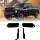 Tow Mirror Cover Compatible with GMC Sierra/Chevrolet Silverado 2500HD 3500HD 2020 2021 2022 2023 2024 2025, Dually Top&Side Out Clip-on Mirror Cap Trim (Black)