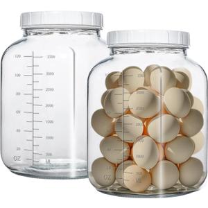 1 Gallon Glass Jar with Lids,2 Pack Super Wide Mouth Large Mason Jars 128 oz,Glass Gallon Jugs Storage Container for Sun Tea,Kombucha,Storing,Canning
