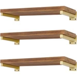 6 Pcs Gold Shelf Bracket 10 Inch Heavy Duty Brackets for Shelf Metal Wall Floating Shelving Brackets Industrial Shelf Brackets for Space Saving