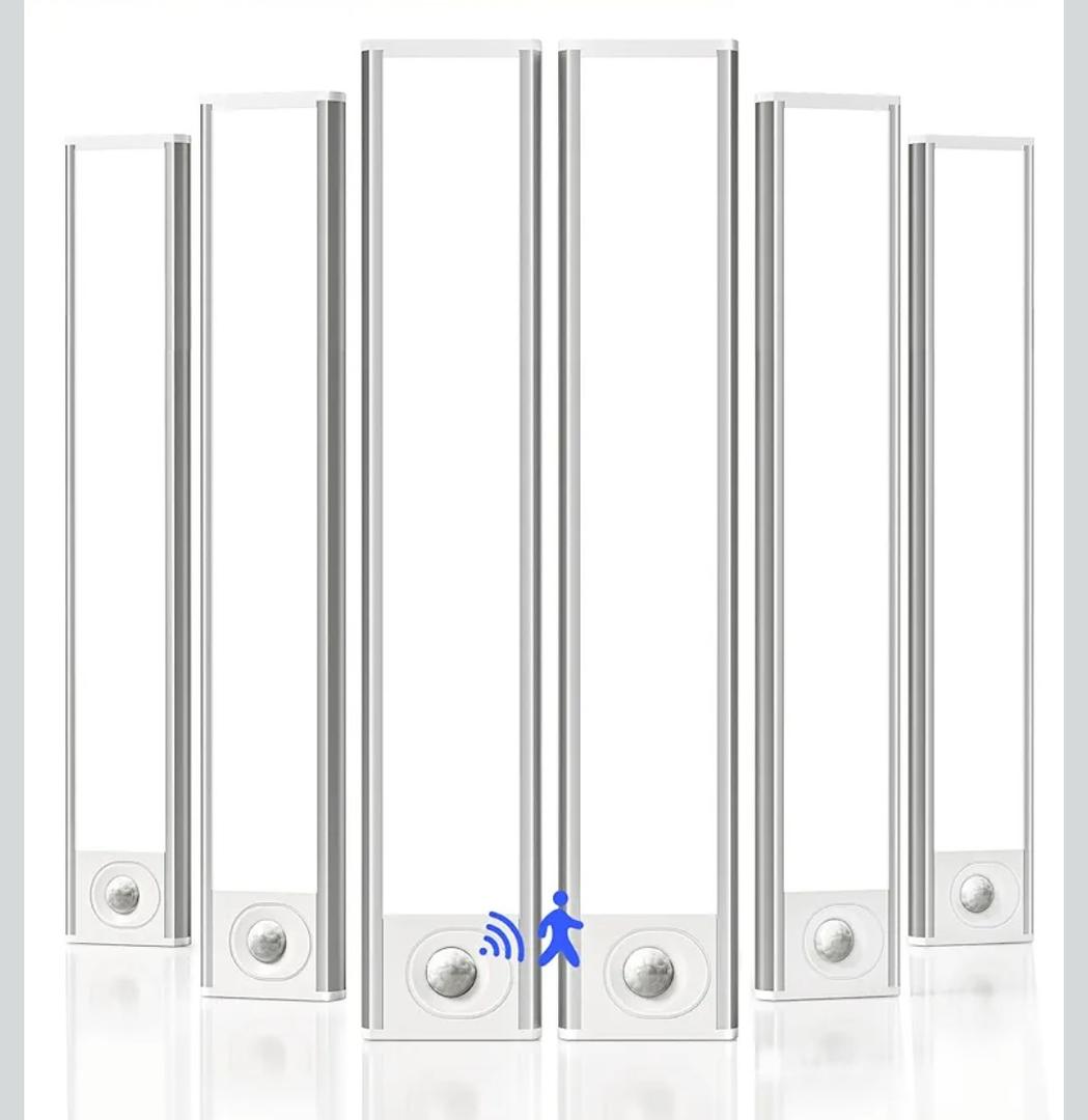 6-Pack Under Cabinet Lighting Wireless, LED Motion Sensor Light Indoor, Rechargeable Closet Lights Battery Operated, Dimmable & 3 Color Temps, Under Counter Lights for Kitchen, Stairs (8inch)