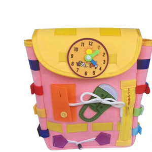 Goodliest Busy Board - Toddler Backpack with Learning Activity Toys, Interactive Kids Backpack with Buckles and Zippers, Montessori Sensory Felt Backpacks for Kids, Children's Travel Toy (Pink)