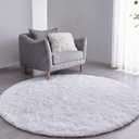 FJZFING White Round Rug Ultra-Soft Plush Modern 4x4 Circle Area Rug for Kid's Bedroom, Fluffy Shag Circular Rug for Nursery Room, Non-Slip Home Decor Cute White Carpet for Teen's Room