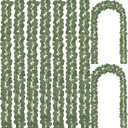 CQURE  Eucalyptus Garland, Artificial Greenery Garland Faux Eucalyptus Leaves Table Vines for Wedding Backdrop Fireplace Arch Door Wall Room Decor