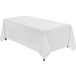 VidaFete 1 Pack Tablecloth 90 * 156inch Rectangle Table Cloth Polyester, Stain Wrinkle Resistant Polyester Dining Table Cover for Kitchen Dinning Party Wedding Tabletop Buffet Decoration(White)