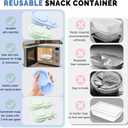 2 Pack Reusable Snack Containers with Lids, Double Compartment Silicone Snackle Box Container for Salad Sauce Condiments Snack, Small Mini Food Snackle Boxs for Lunch, Travel, Office, Picnic