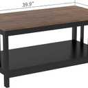 ChooChoo Farmhouse Coffee Table, Black Living Room Table with Shelf, 40 Inch, 22"d X 39.9"w X 18.1"h