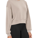 ODODOS Modal Soft Long Sleeve Cropped Sweatshirts for Women Oversized Crew Neck Pullover Crop Top L