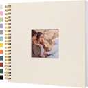 Scrapbook Photo Album Linen Cover, 12 x 12 Inch Hardcover Kraft White Pages Memory Book, for Travel Wedding Guest Book Christmas Baby Shower (40 Sheets/ 80 Pages,Beige)